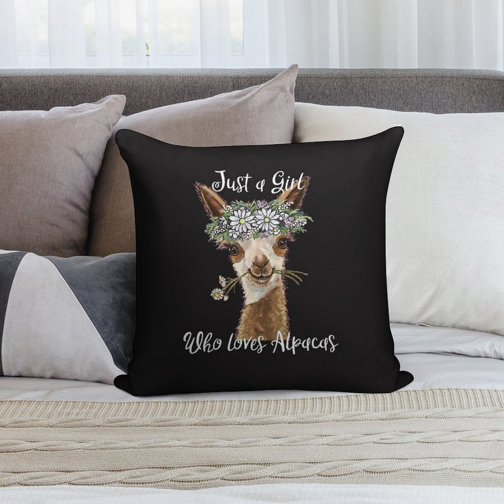 Just A Girl Who Loves Alpacas Shirt, Just A Girl Who Loves Alpaca Gifts Soft Shrink-Resistant Throw Pillow