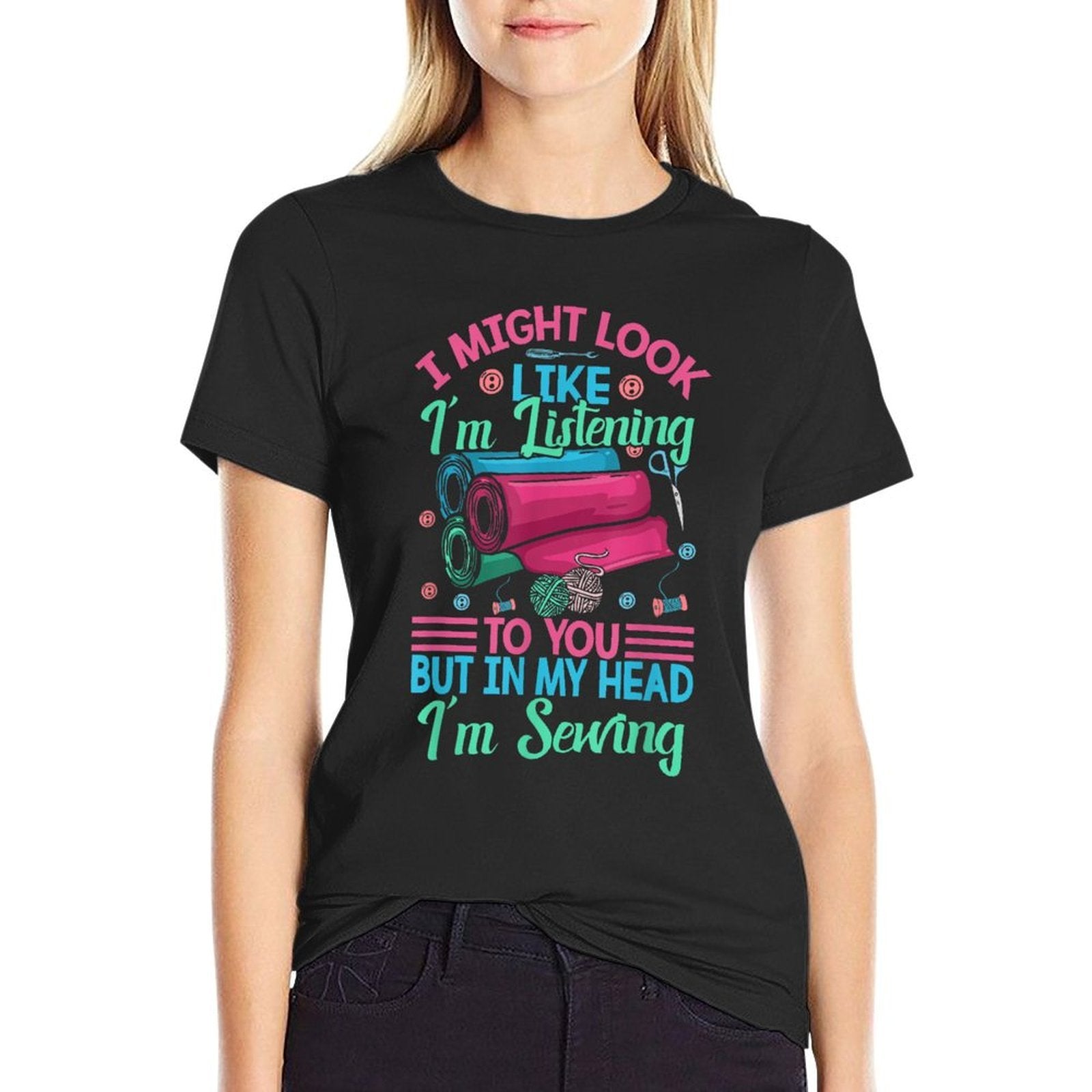Quilting Yarn Graphic Design Seamstress Sewing Themed  Trendy Pattern T-Shirt