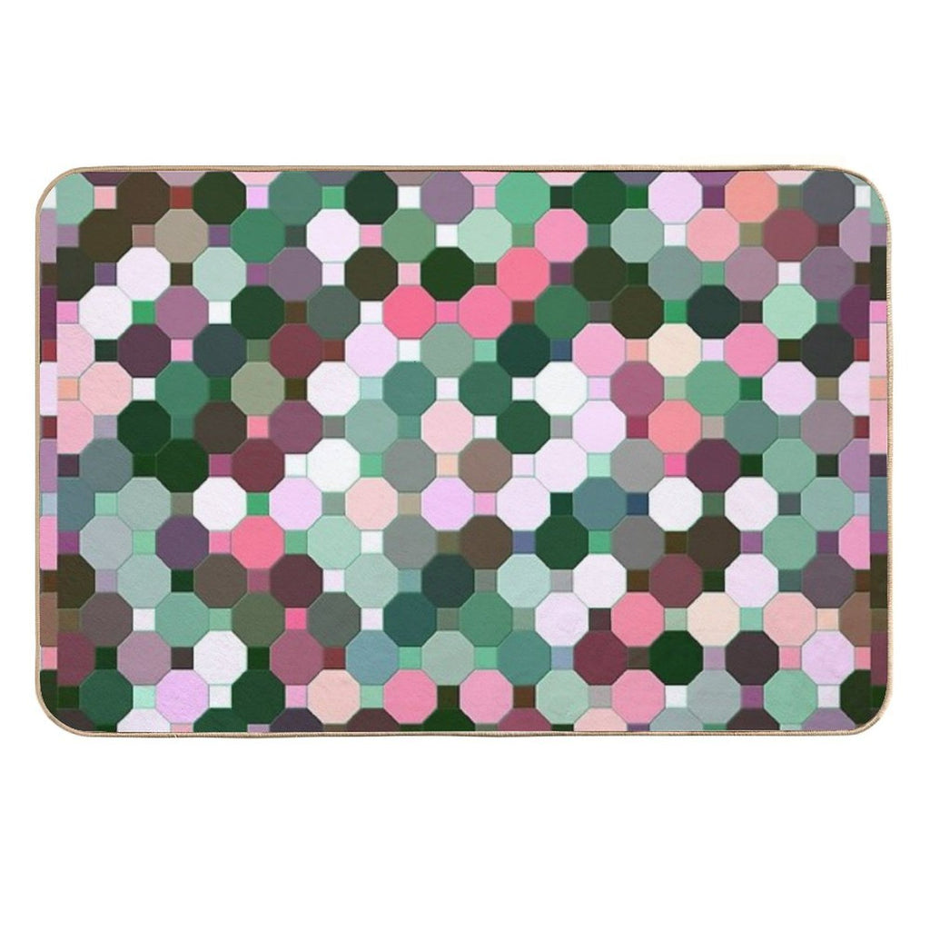 Abstract Green, Pink, Purple And White Octagons  Versatile Bath Mat