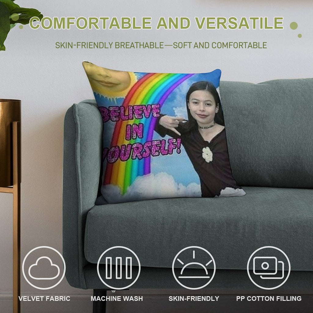 Believe in Uself! Soft Durable Construction Throw Pillow