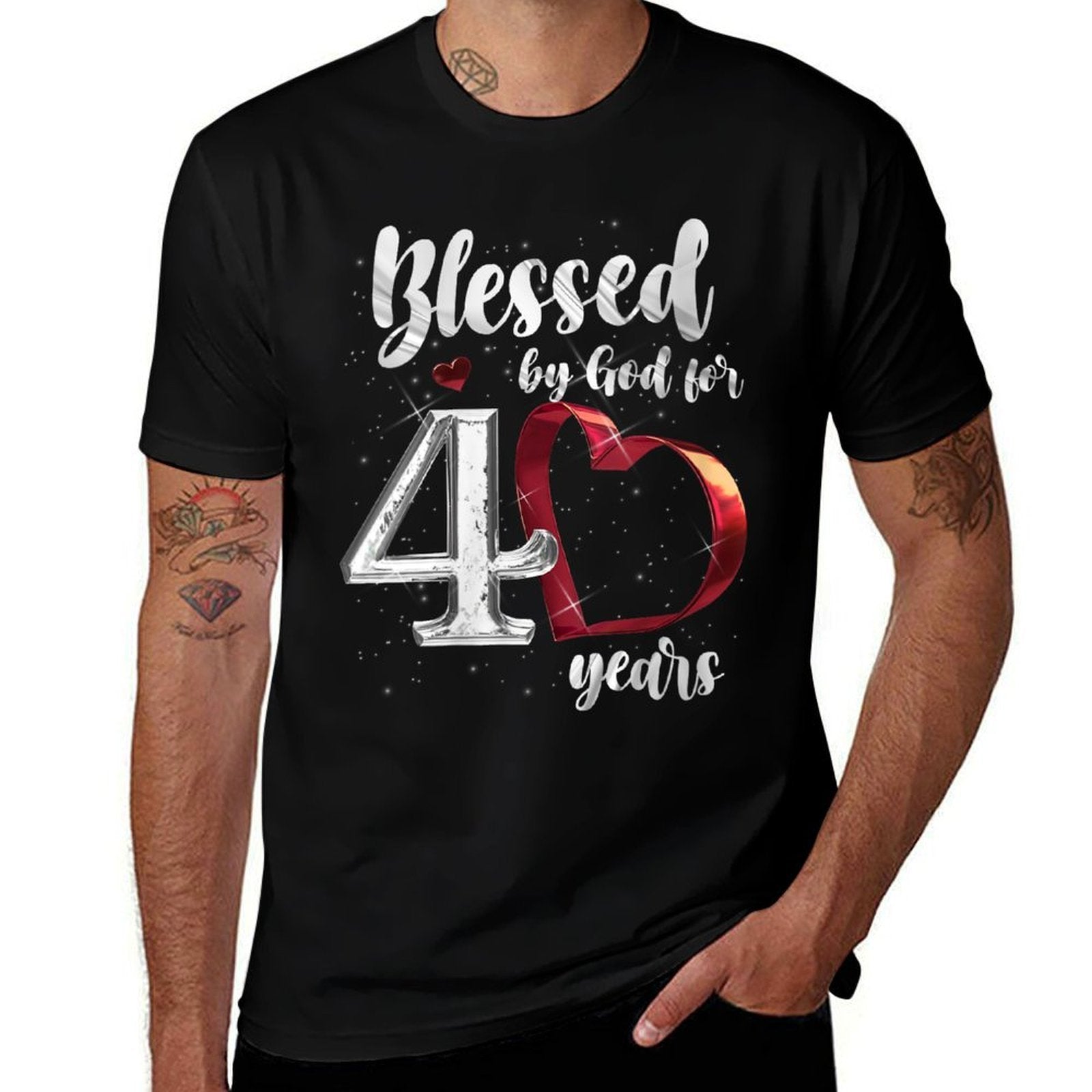 Womens 40th Birthday Gifts Blessed By God For 40 Years Birthday  Cotton T-Shirt