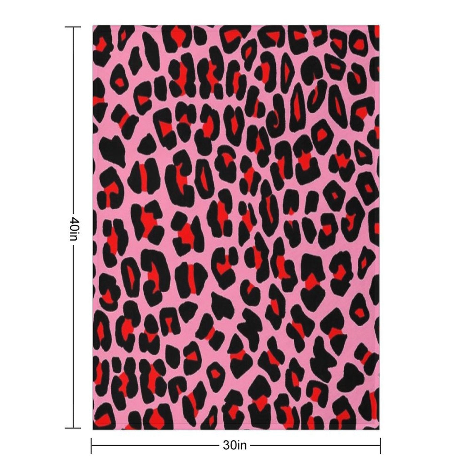 Red Leopard Print Spots on Pink Shrink-resistant Throw Blanket