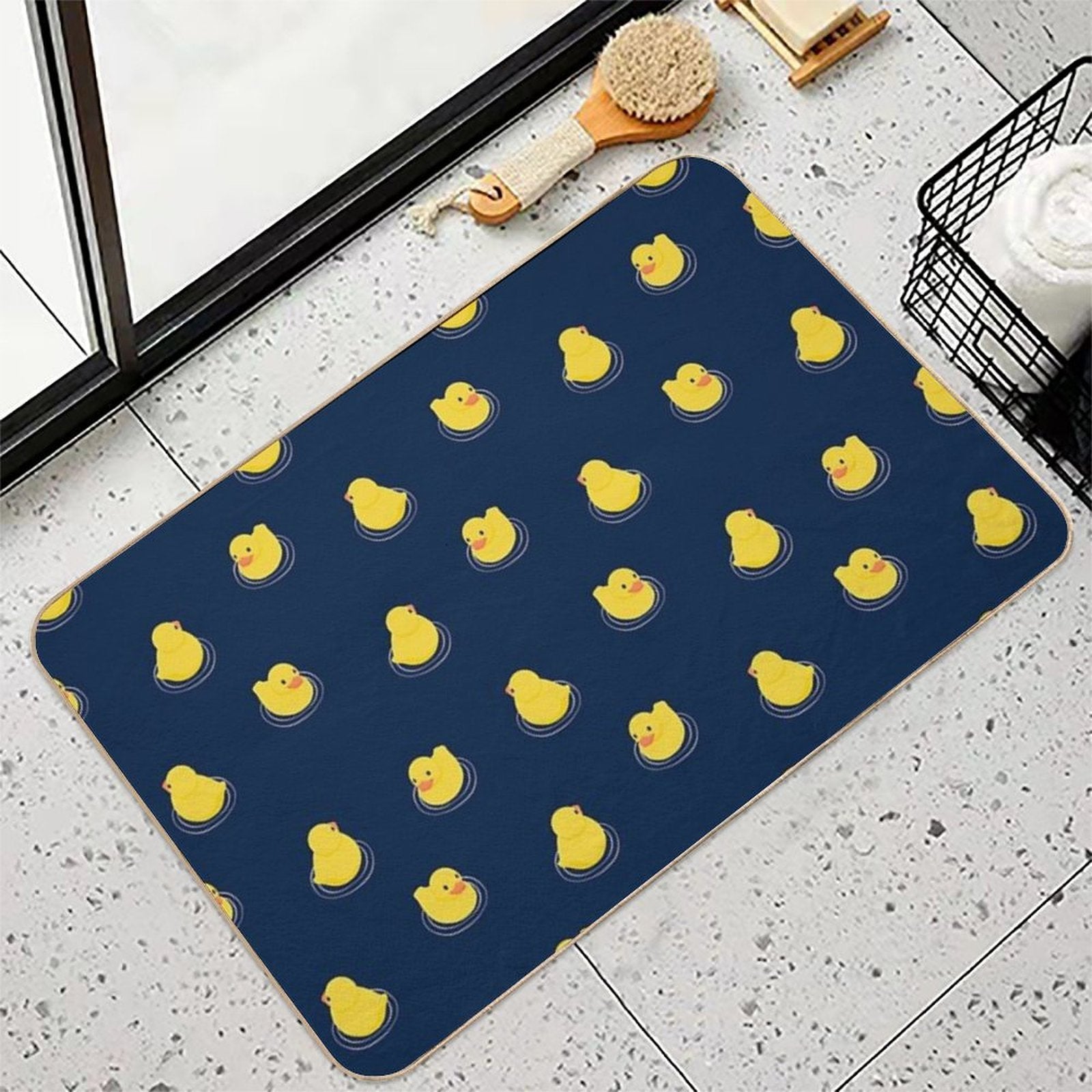 Rubber Ducks - Navy Blue  Easy Maintenance Bath Mat