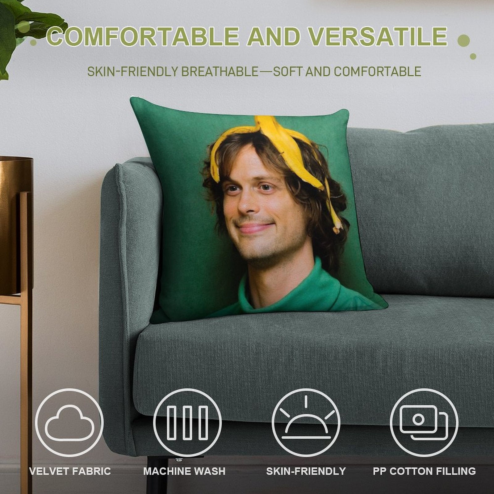Matthew Gray Gubler with A Banana Soft Skin-Friendly Throw Pillow