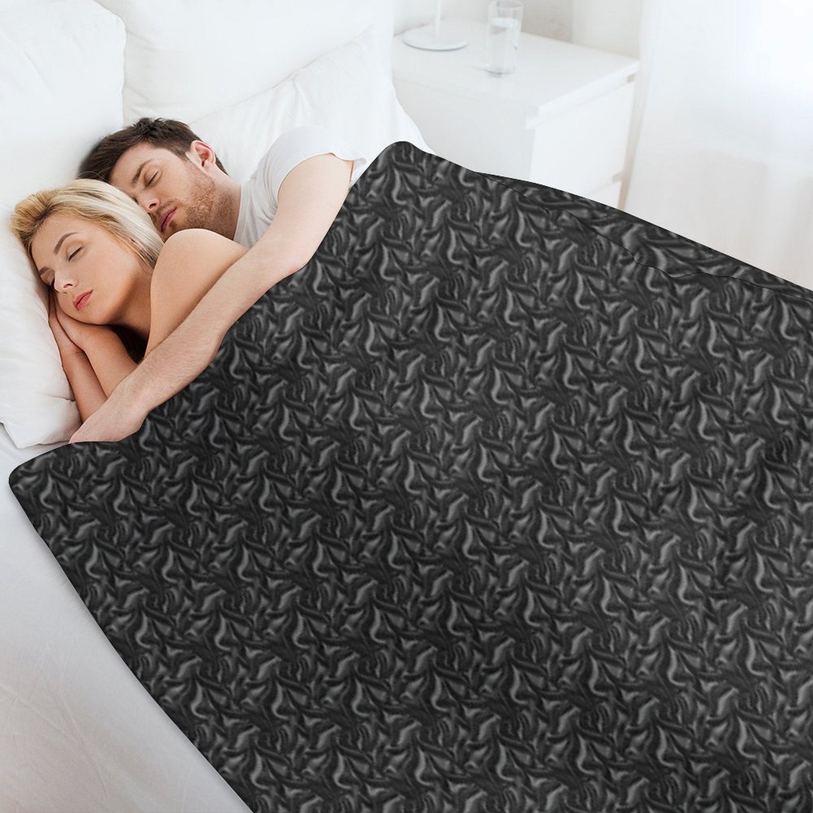 Black Silky Pattern, Unique Premium Throw Blanket