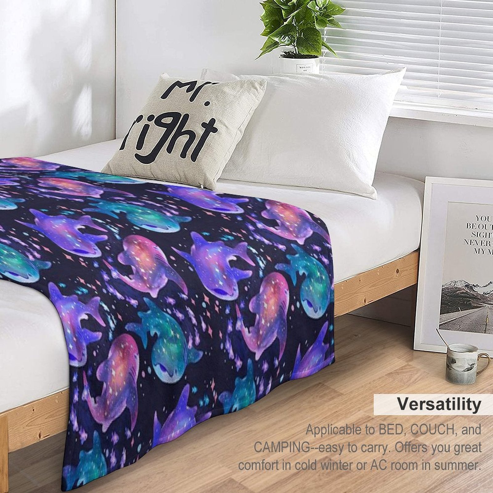 Cosmic Whale Shark Lightweight Throw Blanket