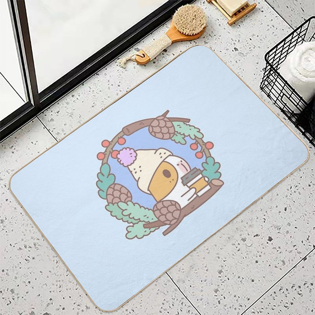 Bubu The Guinea Pig, Fall Coffee  Slip-Resistant Bath Mat