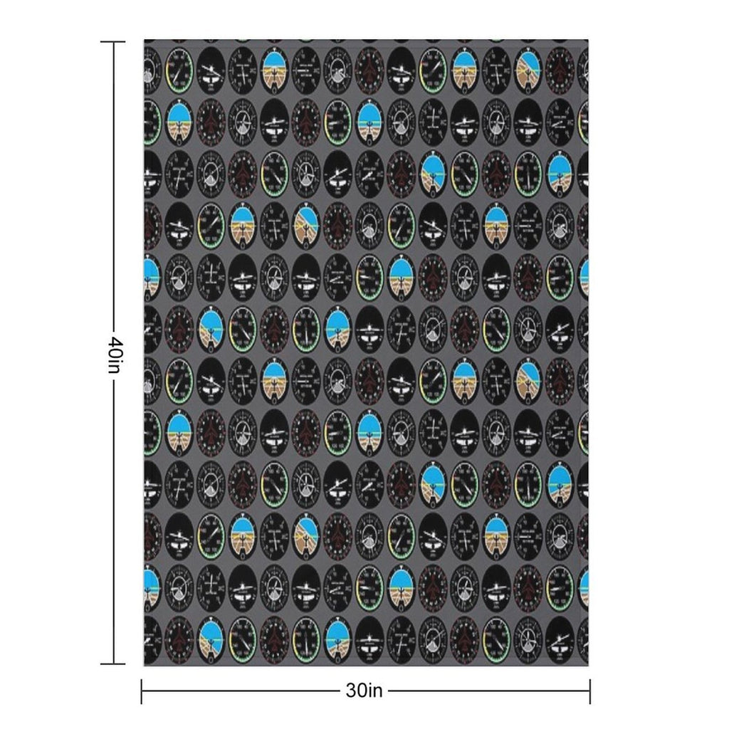 Flight Instruments Anti-pilling Throw Blanket