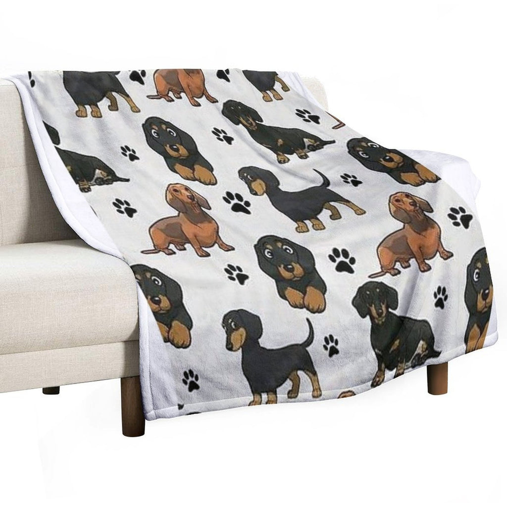 Dachshund Dog Cartoons Cute Travel-friendly Throw Blanket