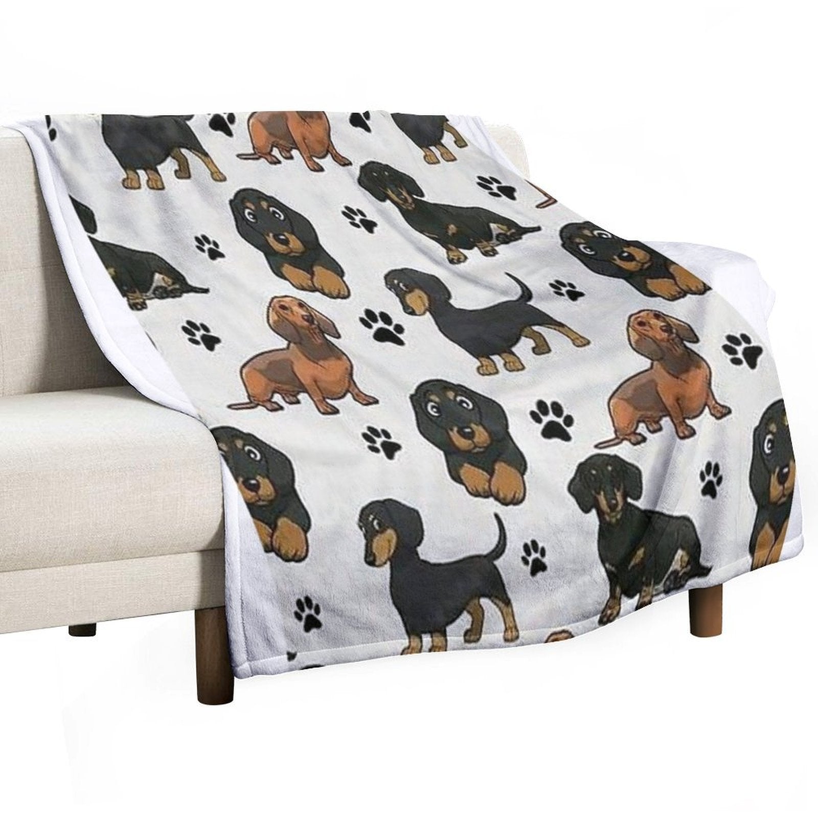 Dachshund Dog Cartoons Cute Travel-friendly Throw Blanket