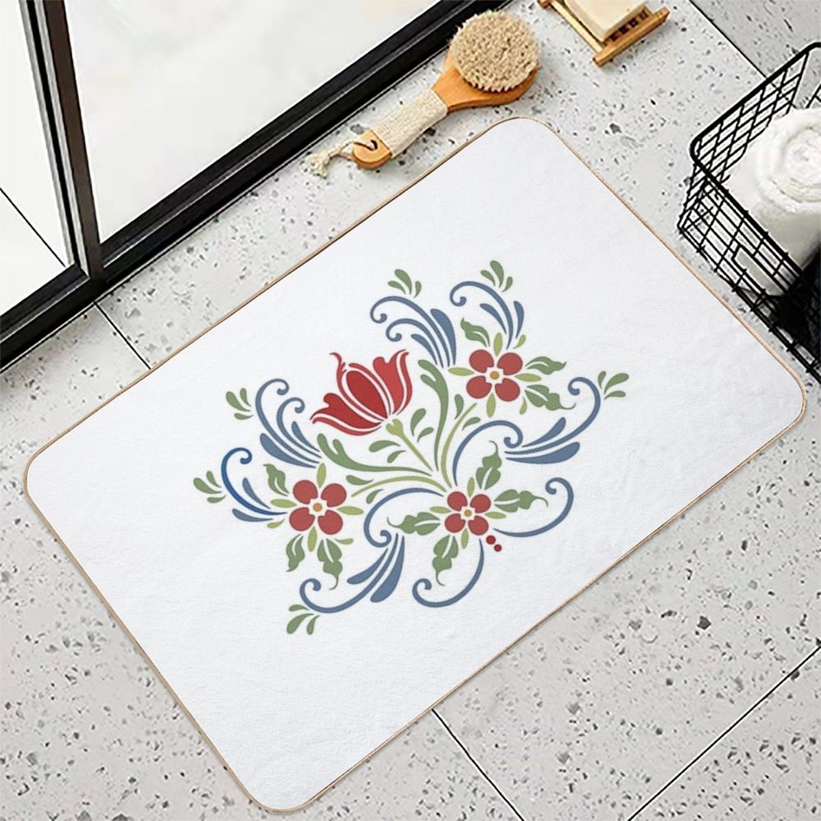 Scandinavian Flowers  Versatile Bath Mat