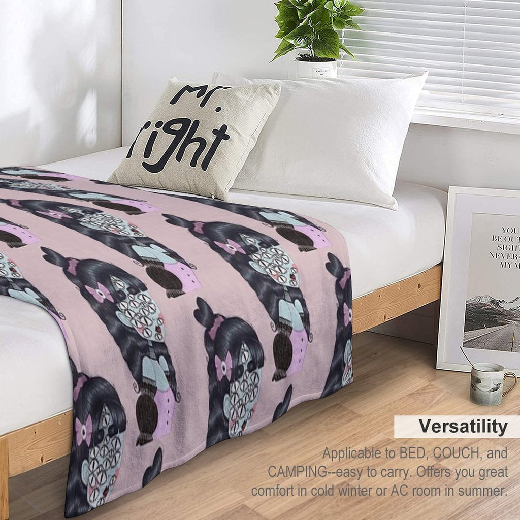 Pastel Goth Creature Illustration Easy Care Throw Blanket