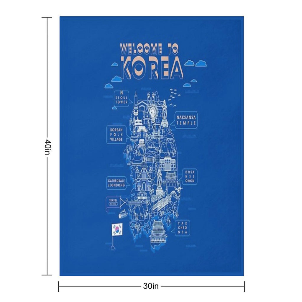 Welcome To South Korea Travel Map Velvety-soft Throw Blanket