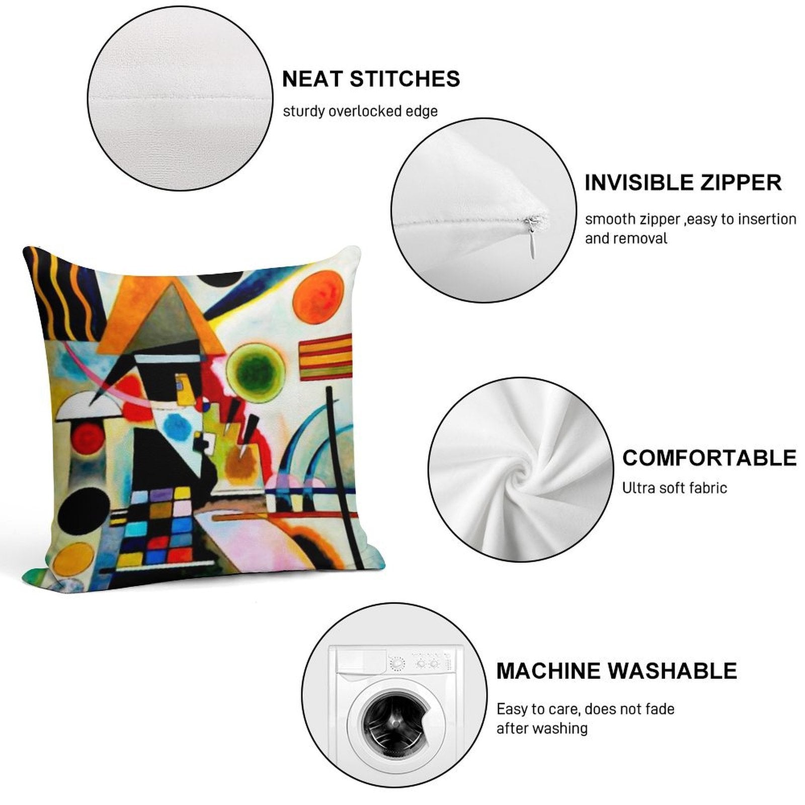 Kandinsky - Swinging Soft Anti-Pilling Throw Pillow