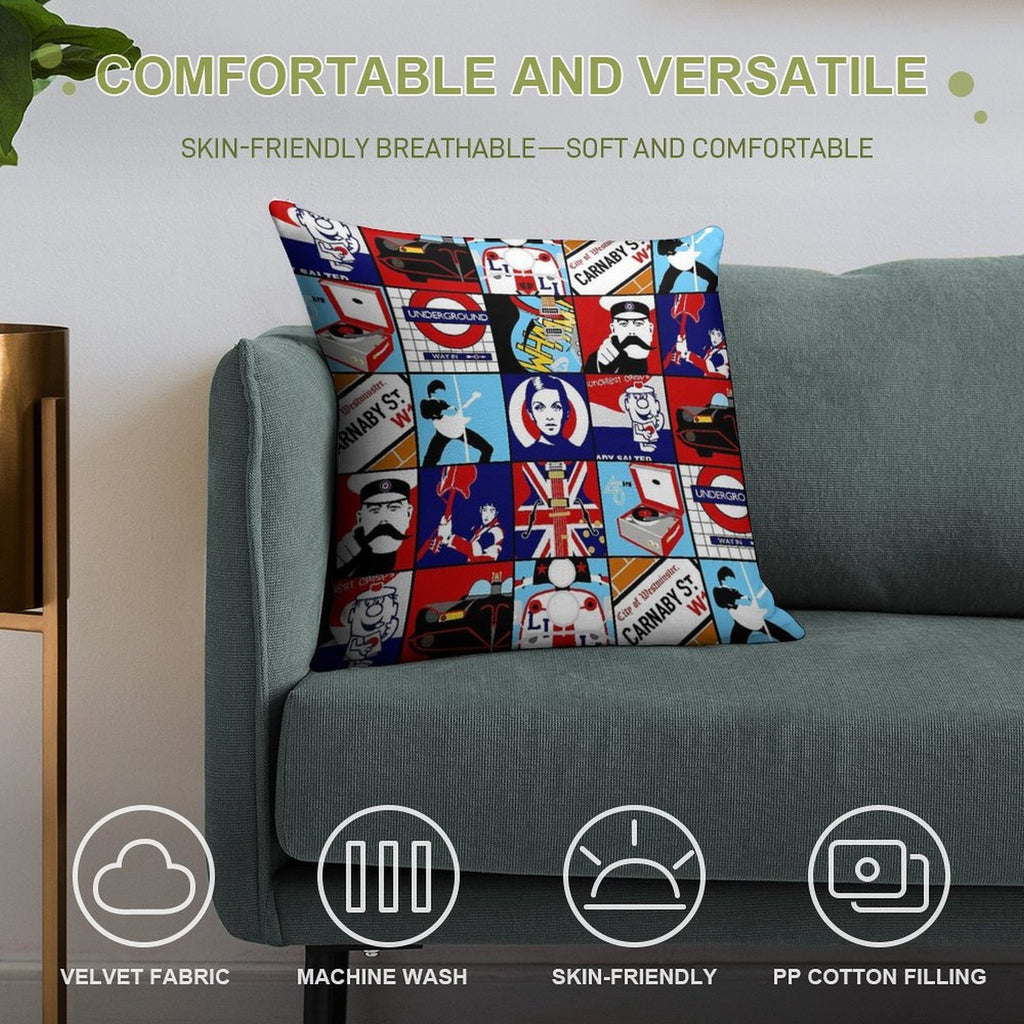 Iconic Mod Pop Art Soft Washable Throw Pillow