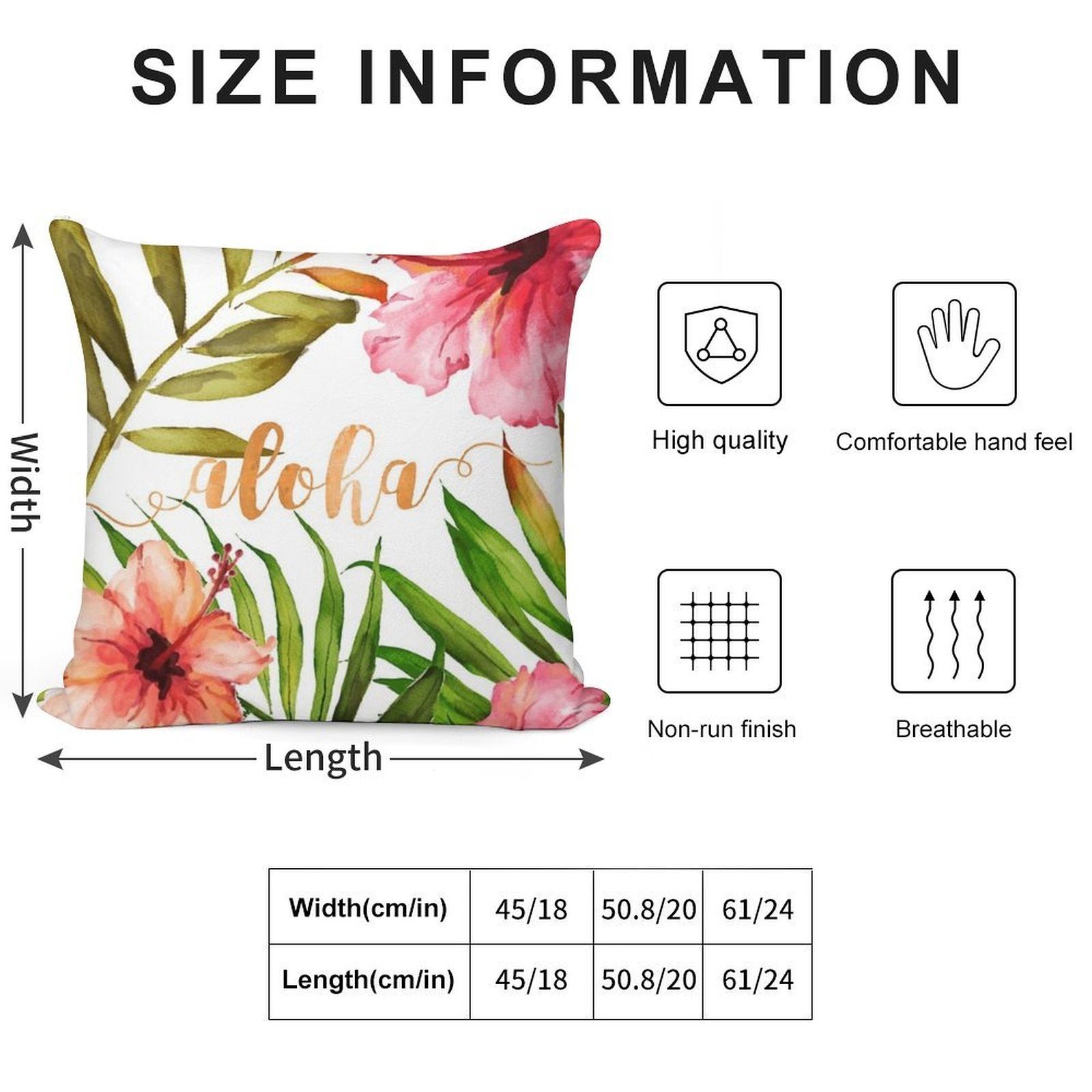 Aloha Tropical Hawaiian Floral Watercolor Soft Luxury Feel Throw Pillow
