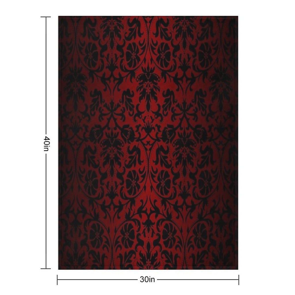 Dark Red And Black Damask Pattern Lightweight Throw Blanket