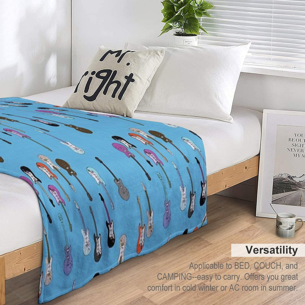 Guitars Blues Machine-washable Throw Blanket