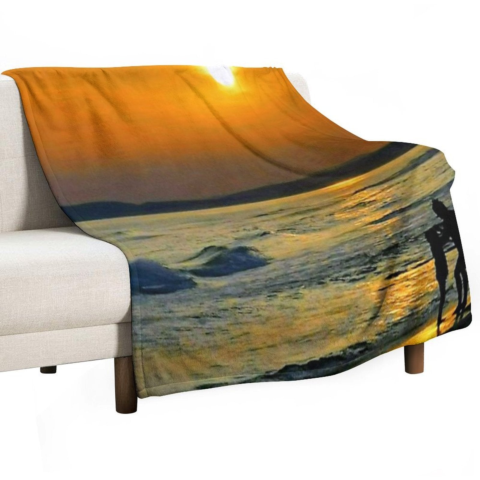 Sunset And Shadow Play on The Beach Velvety-soft Throw Blanket