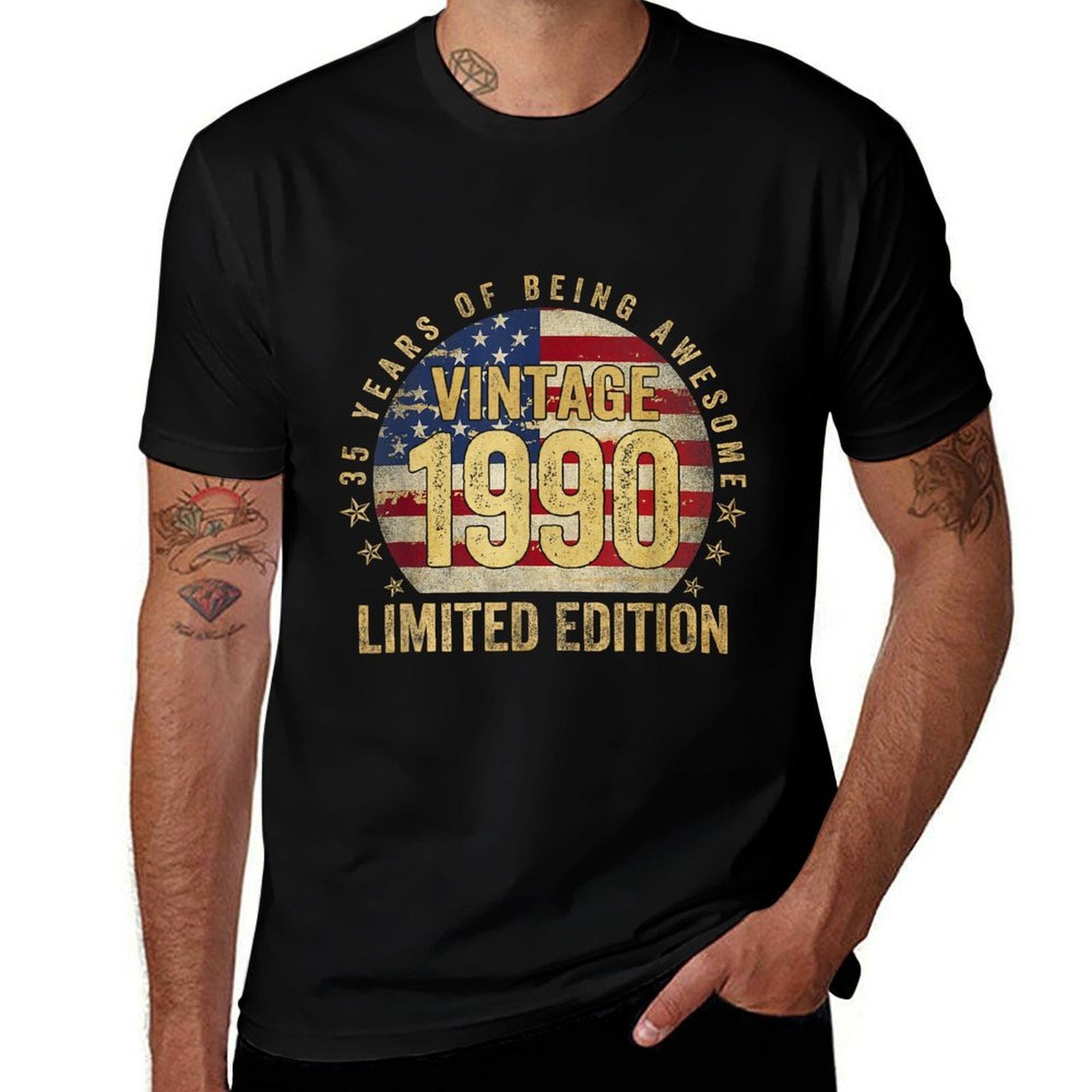 Vintage Made In 1990 American 35th Birthday Gifts Men  Quick-drying T-Shirt