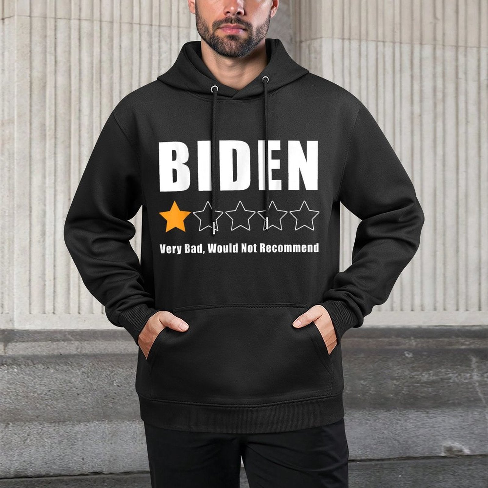 Funny Anti Biden Pro Trump 1 Star Rating Election Vote 2024 Easy Care Hoodie