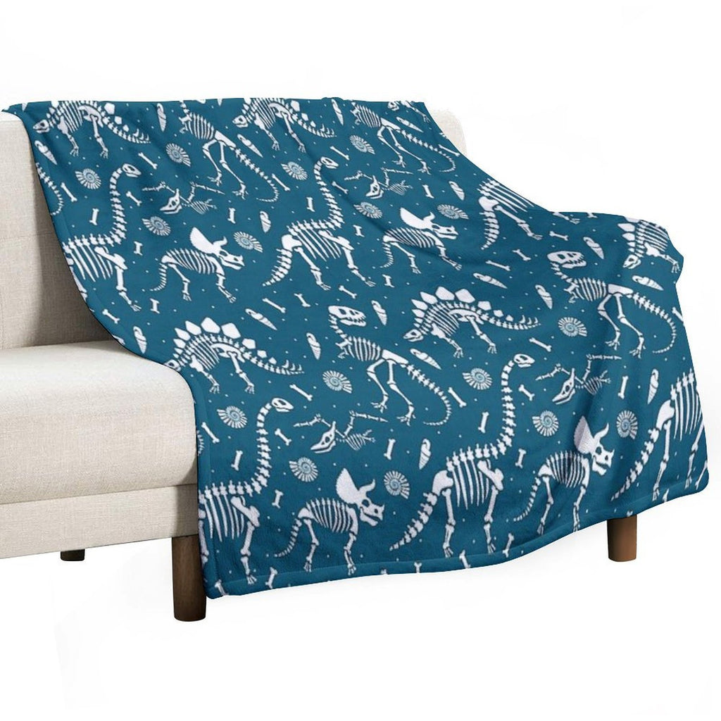 Dinosaur Fossils in Blue All-season Throw Blanket