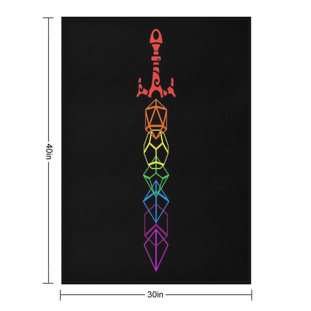 Dice Sword Rainbow Tabletop RPG Gaming Wrinkle-free Throw Blanket