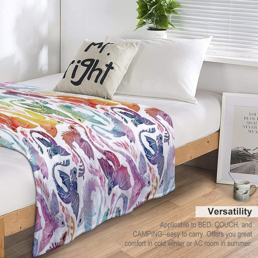 Dragon Fire Rainbow Anti-pilling Throw Blanket