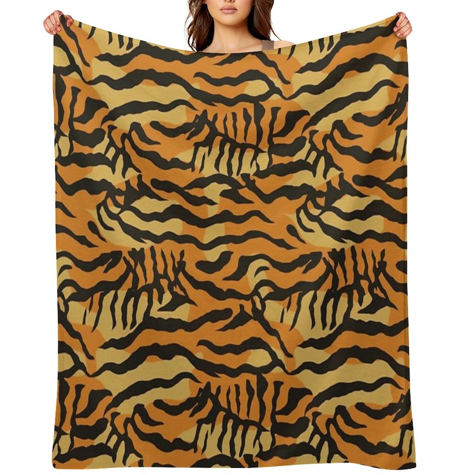 Vibrant Tiger Stripe Pattern Abstract Unique Print Sustainable Throw Blanket