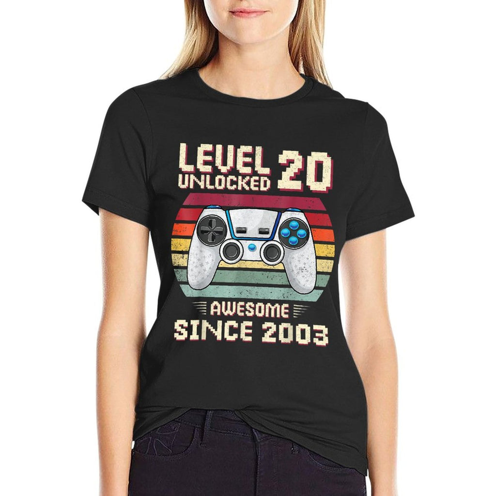 20 Birthday Decorations Gamer Men Video 2003 20th Birthday  Heathered Texture T-Shirt