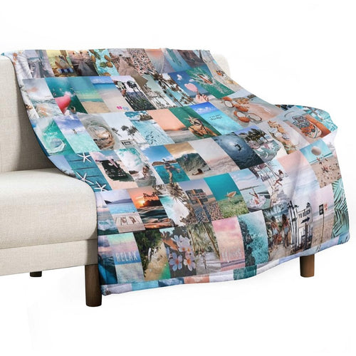 Beach Aesthetic Collage Durable Throw Blanket
