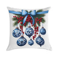 Chinoiserie Christmas Holiday. Blue And White Soft Shrink-Resistant Throw Pillow
