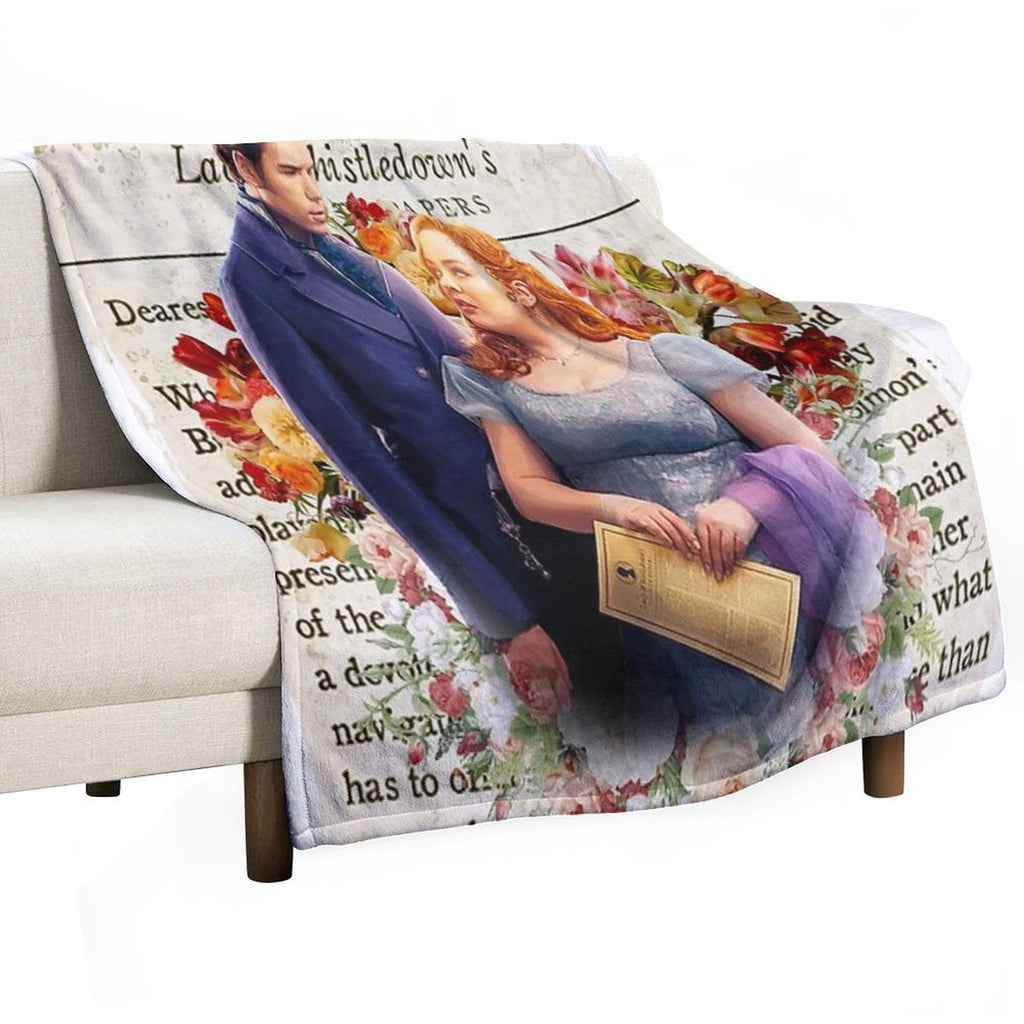Colin Bridgerton & Penelope Featherington Lady Whistledown Society Papers Netflix Anti-pilling Throw Blanket