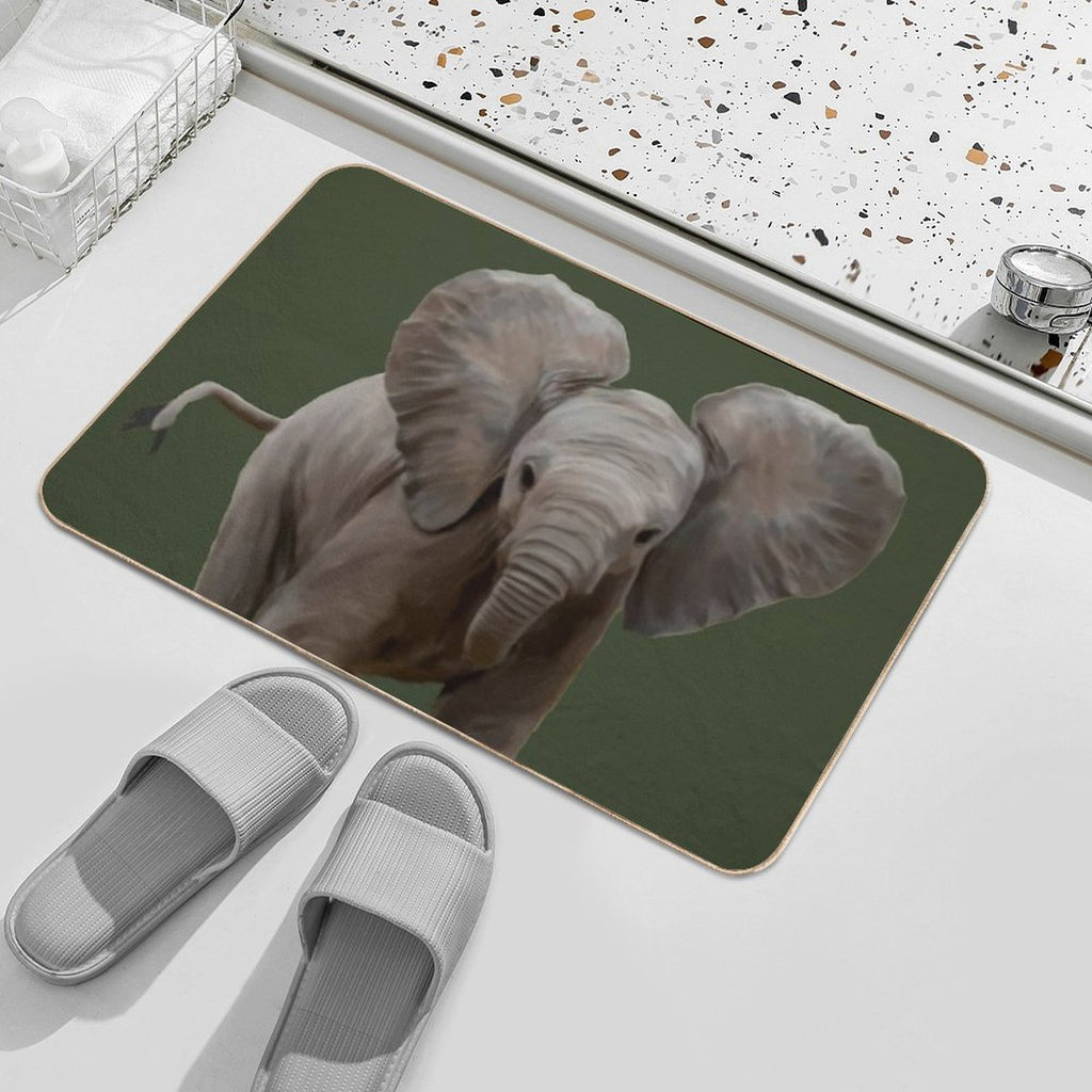 Baby Elephant Painting  Slip-Resistant Bath Mat