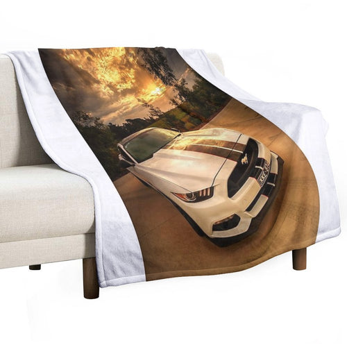 A Ford Mustang Sunset Plush Throw Blanket