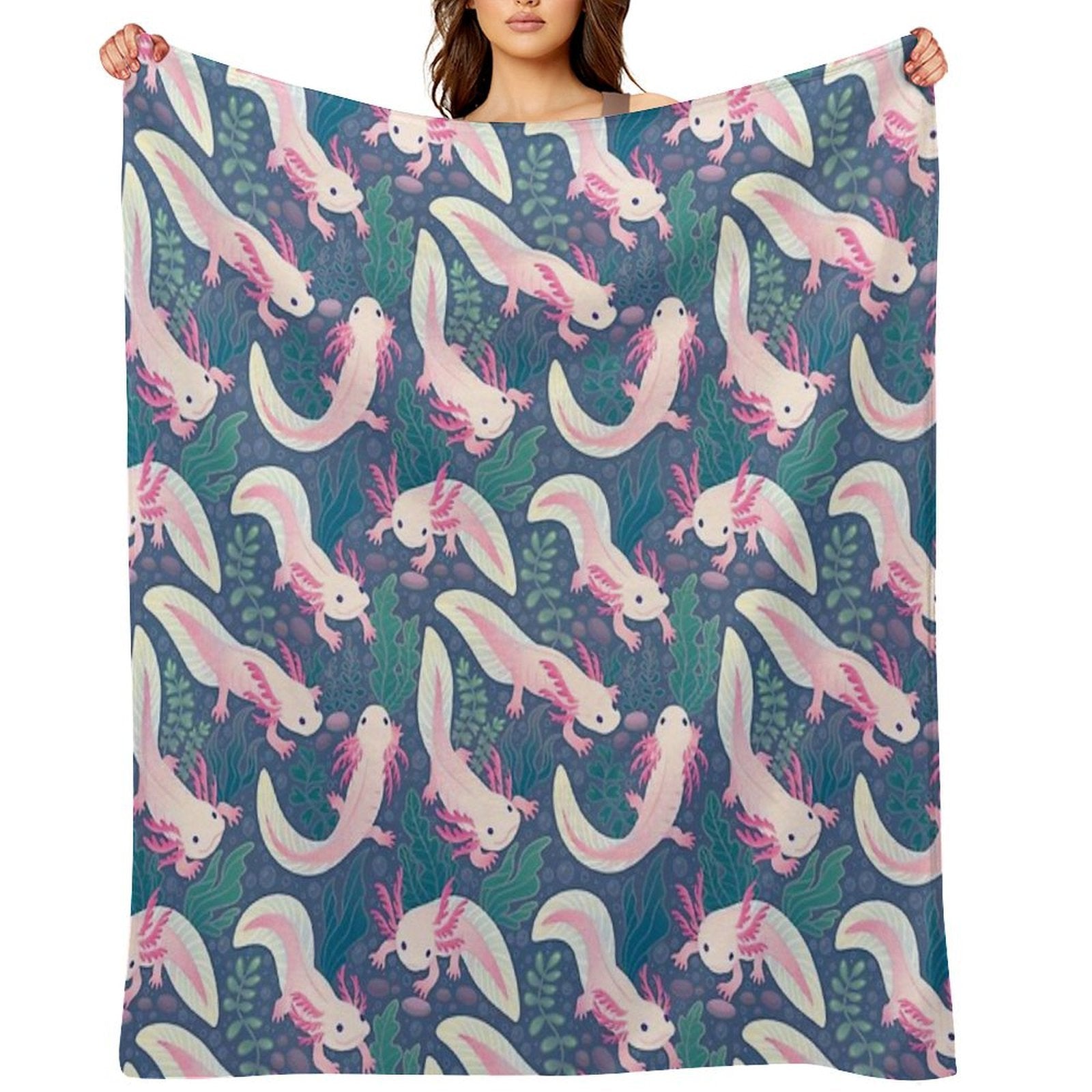 Axolotls Machine-washable Throw Blanket