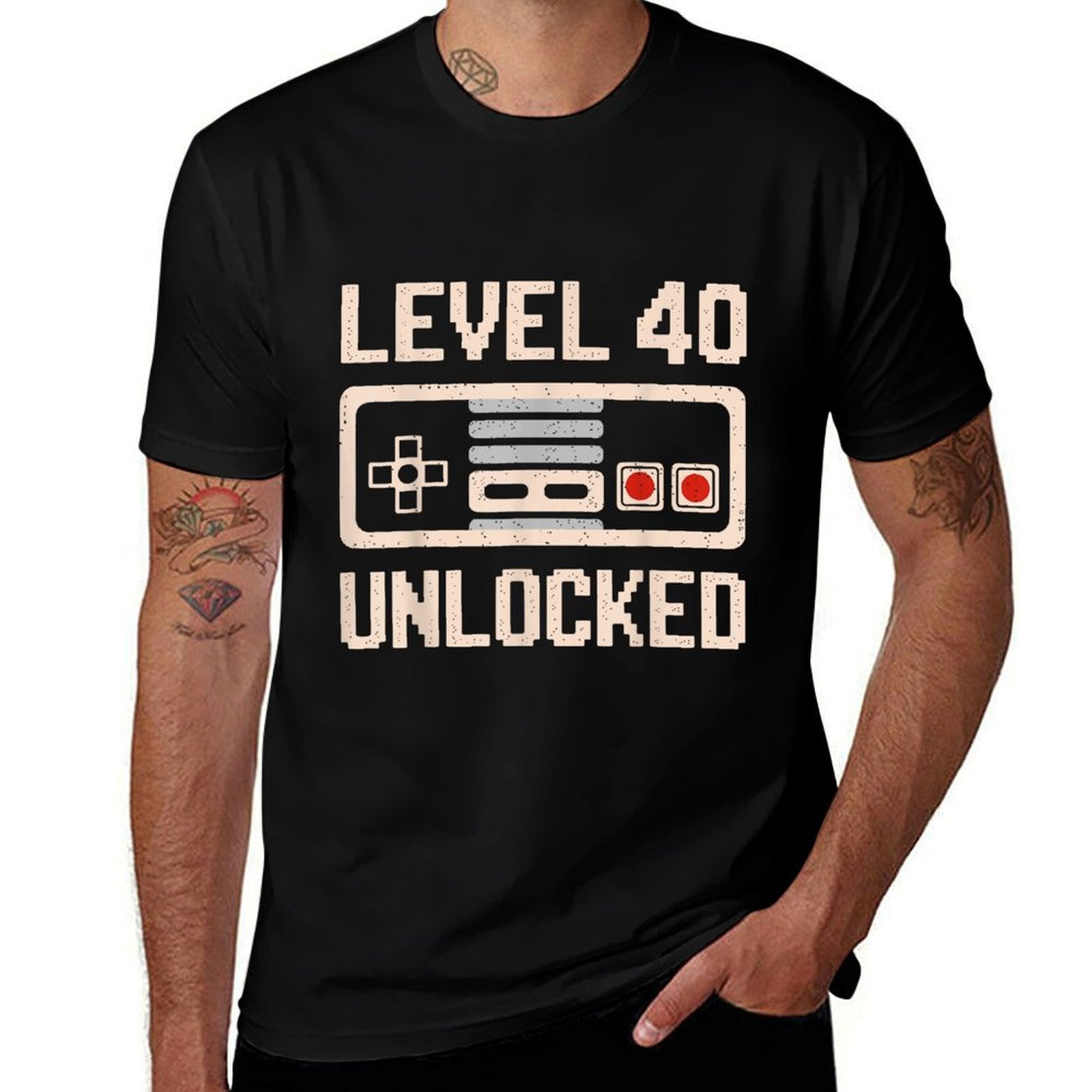 Level 40 Unlocked Video Gamer Vintage 40th Birthday Gift  Oversized Silhouette T-Shirt