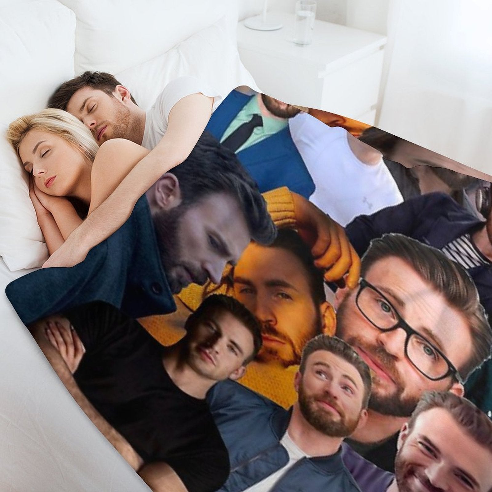 Chris Evans Photo Collage Easy Care Throw Blanket