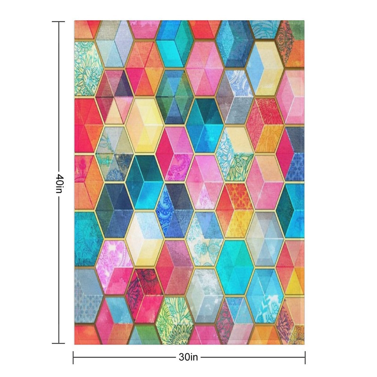 Crystal Bohemian Honeycomb Cubes - Colorful Hexagon Pattern Gift-ready Throw Blanket