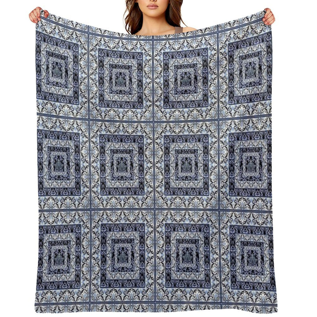 Damask Mosaic Tile Art Multi-functional Throw Blanket