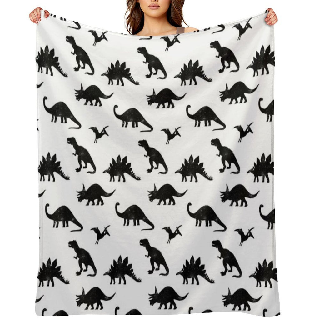 Black + White Dinosaurs Compact Throw Blanket