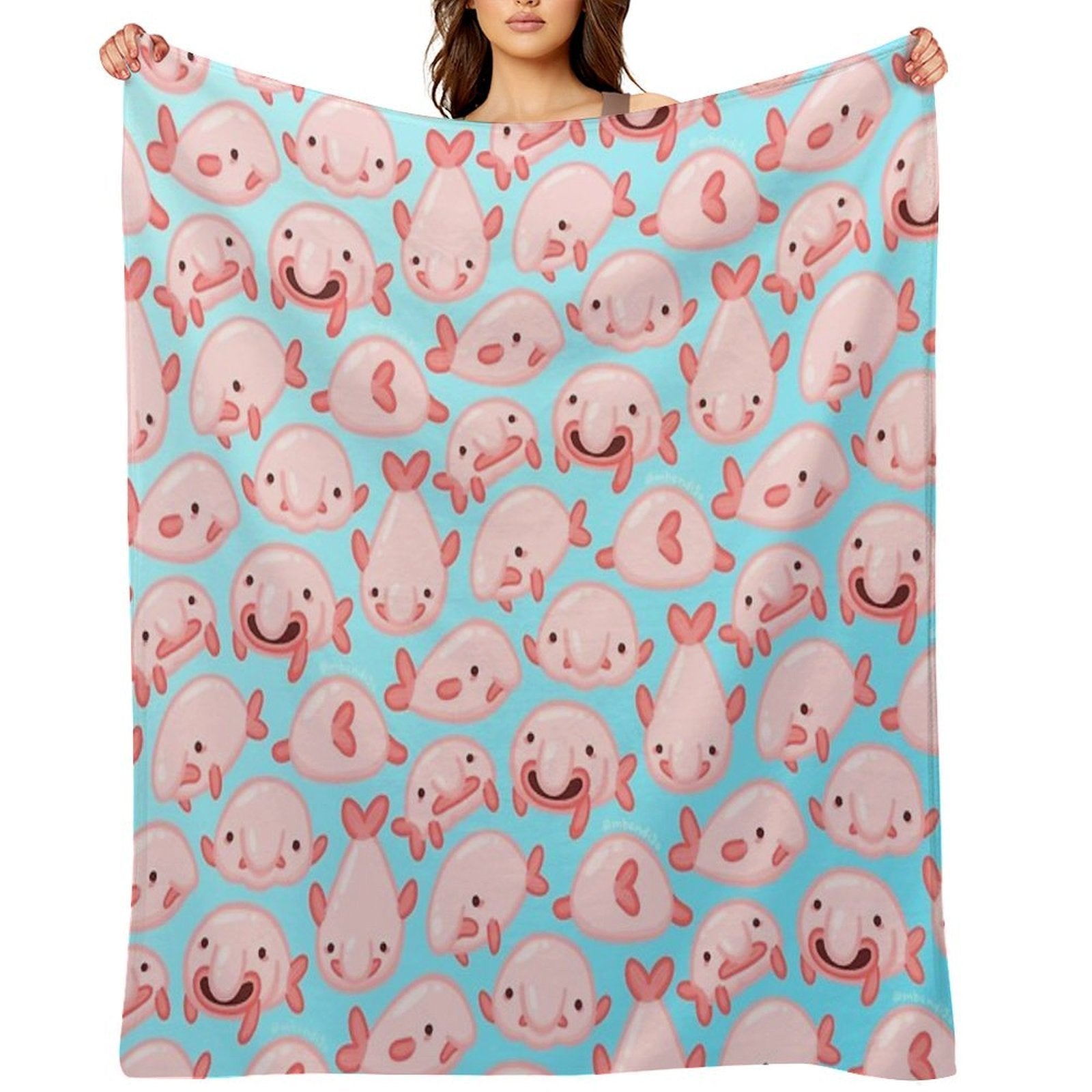 Blobfish Pattern Lightweight Throw Blanket