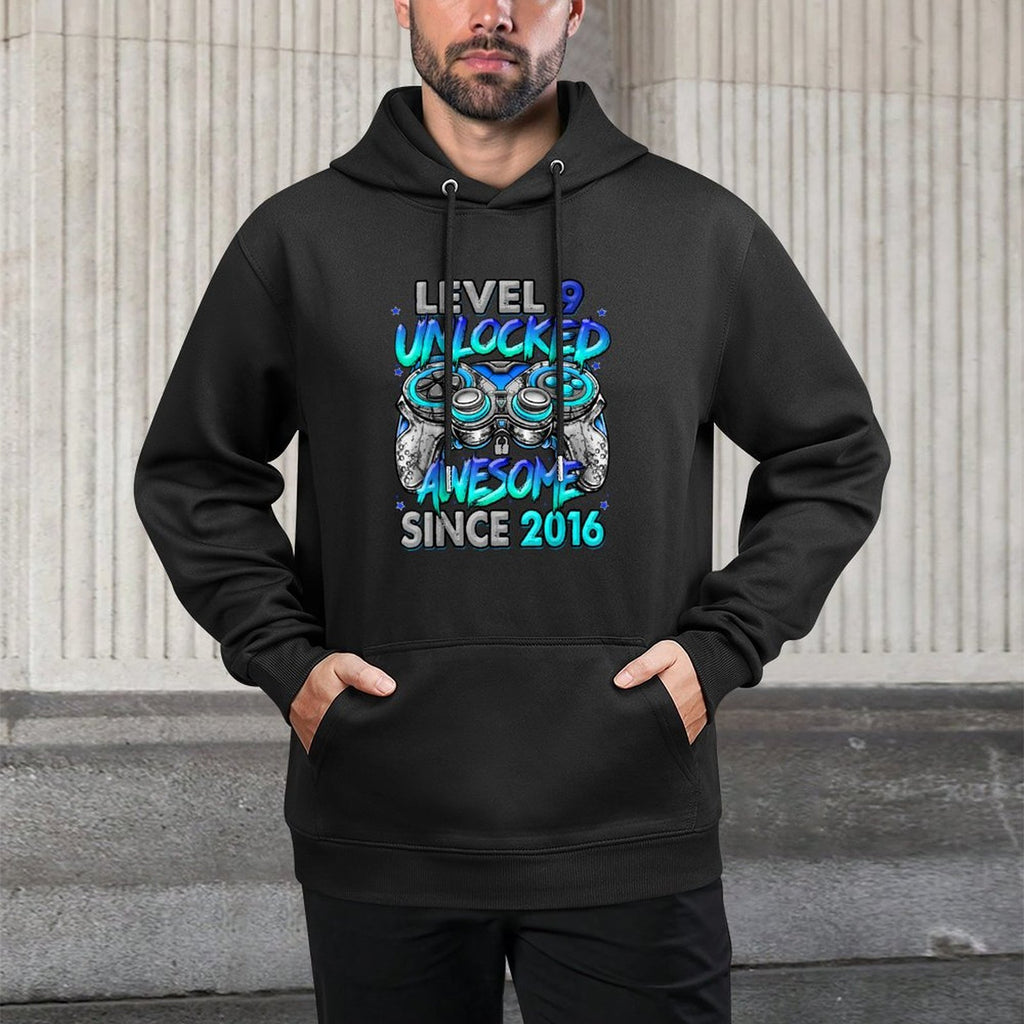 Level 9 Unlocked Awesome Since 2016 9th Birthday Gaming Customizable Surface Hoodie
