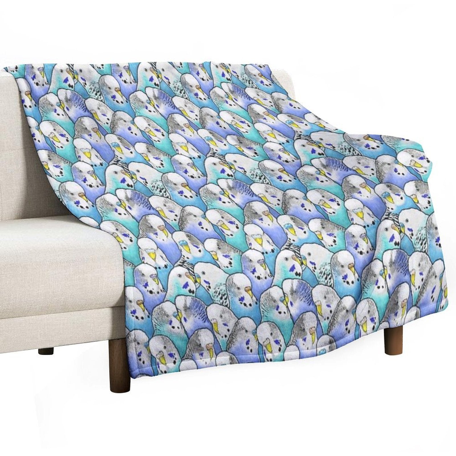 Blue Budgies Parakeet Pattern Multi-functional Throw Blanket