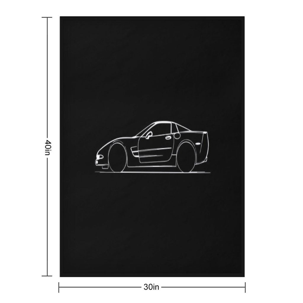 Corvette C5 Side Silhouette Shrink-resistant Throw Blanket