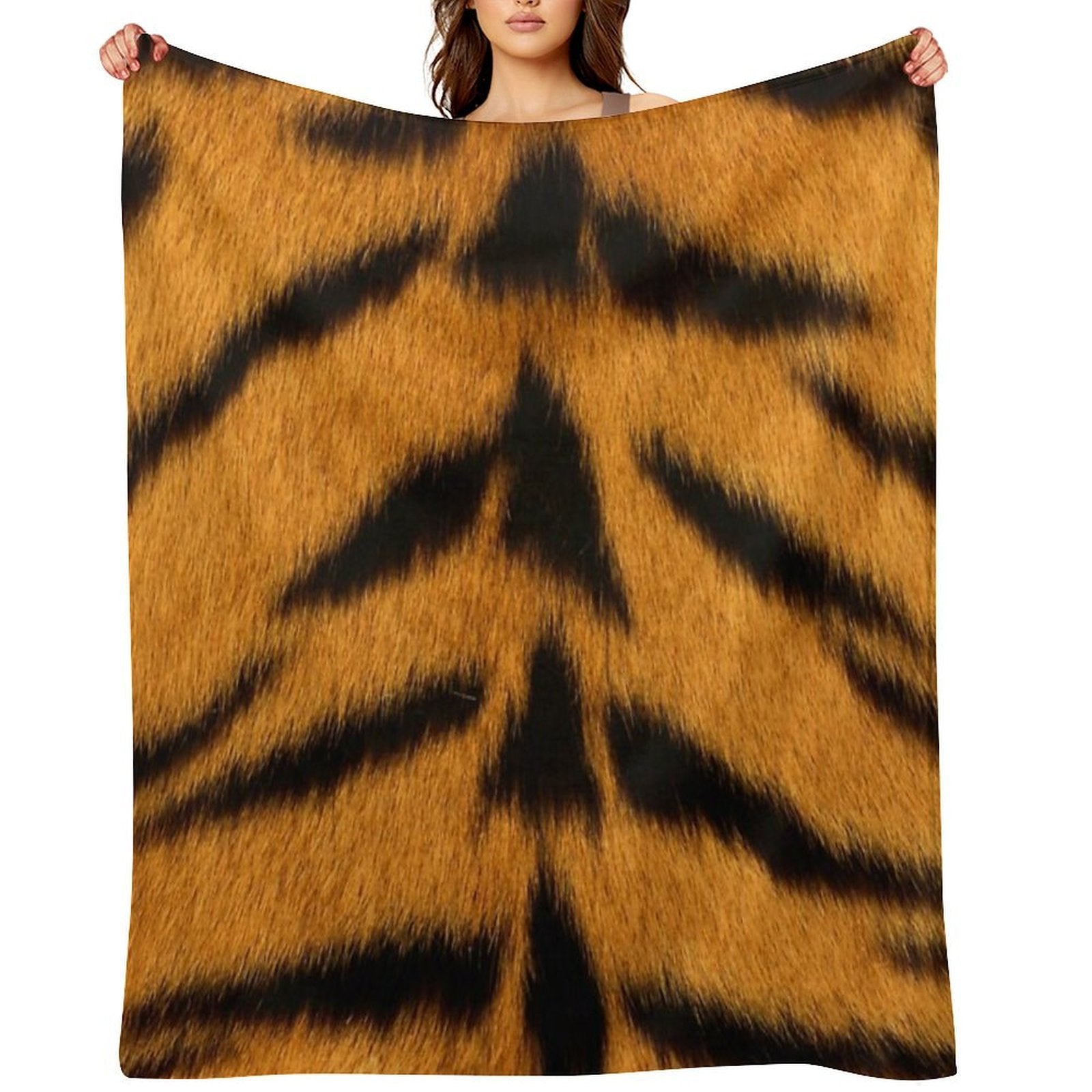 Tiger Print Design Wrinkle-free Throw Blanket