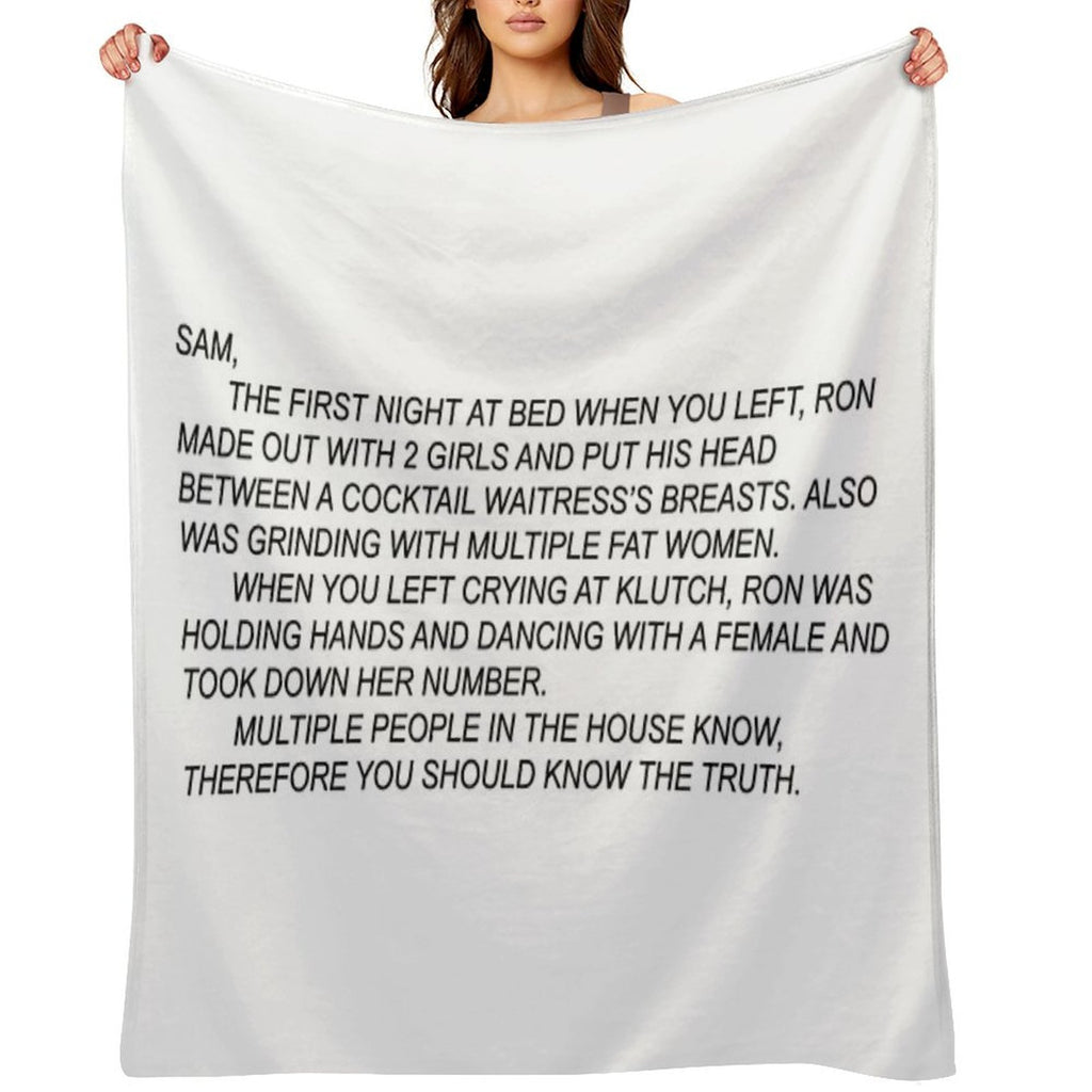 Anonymous Letter to Sammi Machine-washable Throw Blanket