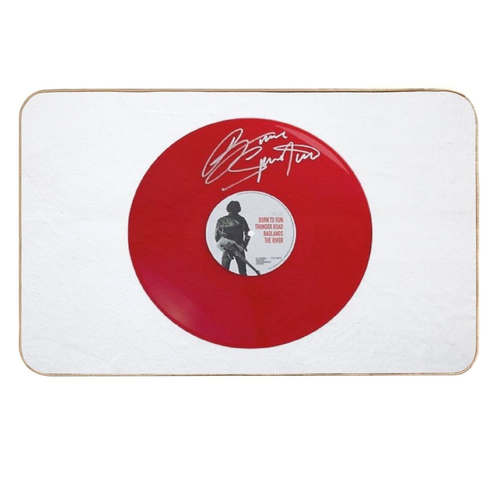Bruce Springsteen Born To Run Red Autographed Vinyl Record Artwork  High-Traffic Bath Mat