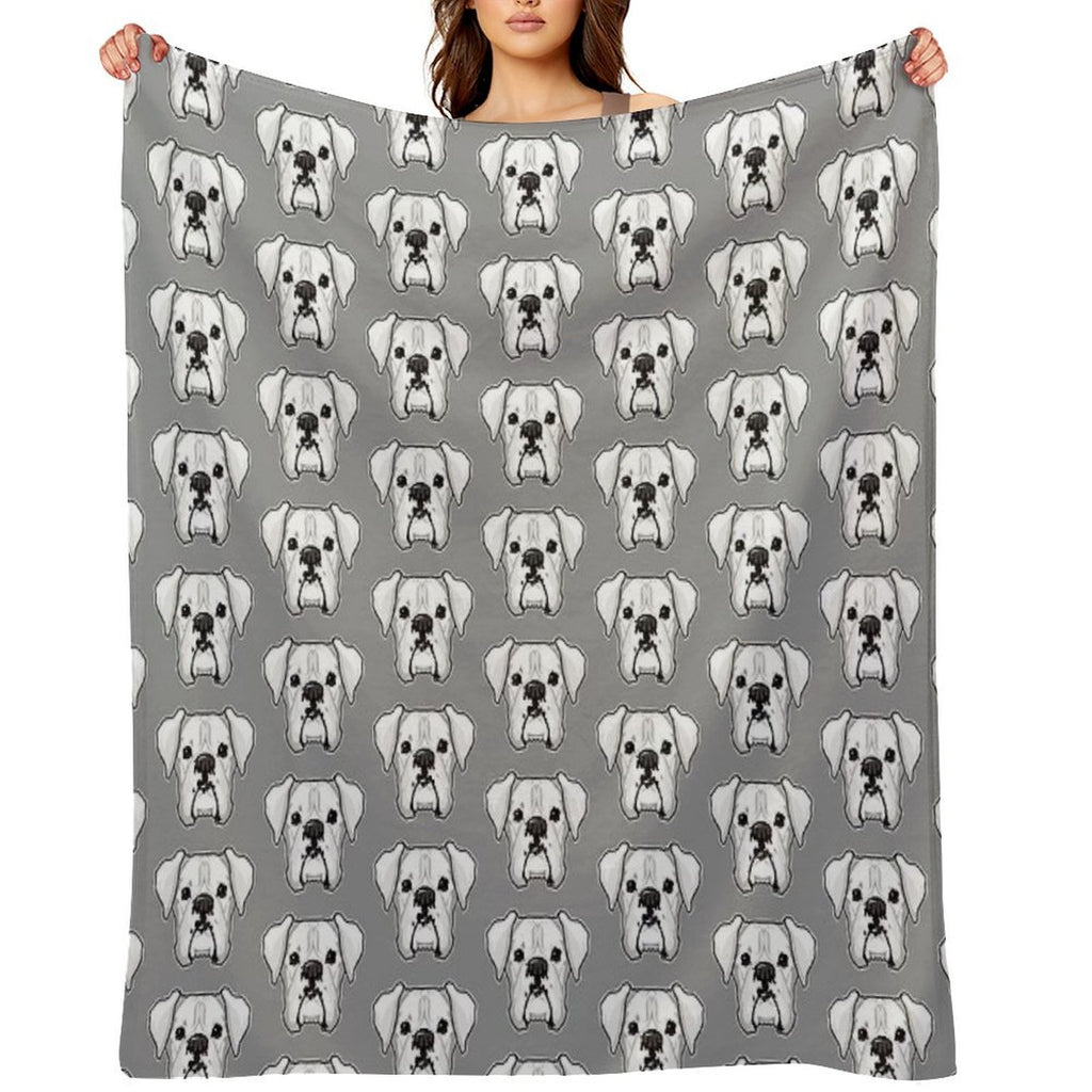 White Boxer Premium Throw Blanket