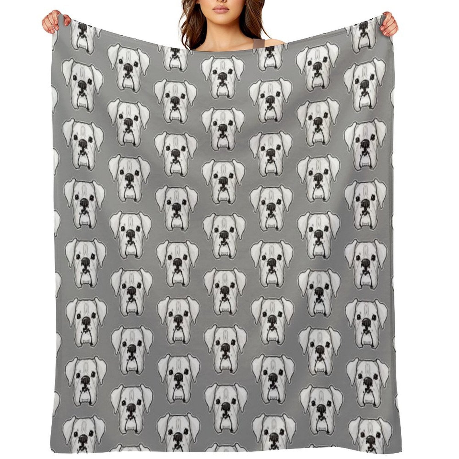 White Boxer Premium Throw Blanket